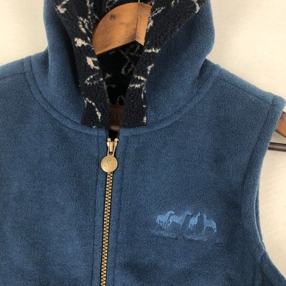 Outback Women's Size Medium Blue Hooded Full Zip Front Sleeveless Fleece Vest - Picture 2 of 10